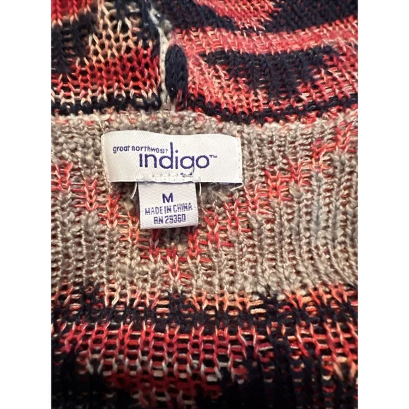 Great Northwest Indigo Hooded Medium Cardigan Sweater Women's Western Aztec - Picture 8 of 8